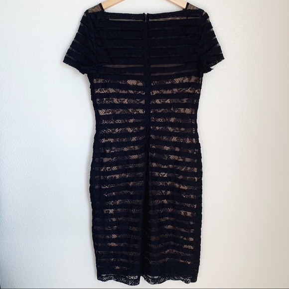 Adrianna Papell Black and Nude Lace Cocktail Dress - Picture 2 of 5